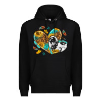 Black cowhide leopard hearts Premium Hoodie - texasbilliewilder