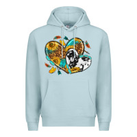 Blue Mist cowhide leopard hearts Premium Hoodie - texasbilliewilder