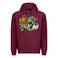 Burgundy cowhide leopard hearts Premium Hoodie - texasbilliewilder