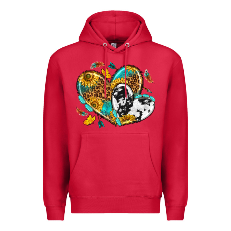 Cowhide Leopard Hearts Premium Hoodie by texasbilliewilder | Teevron