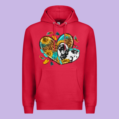 Premium Hoodie cowhide leopard hearts