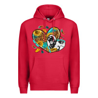 Cardinal cowhide leopard hearts Premium Hoodie - texasbilliewilder