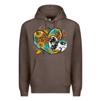Coffee cowhide leopard hearts Premium Hoodie - texasbilliewilder