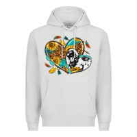 Dove Grey cowhide leopard hearts Premium Hoodie - texasbilliewilder