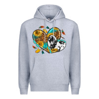 Heather Grey cowhide leopard hearts Premium Hoodie - texasbilliewilder