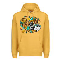 Mustard cowhide leopard hearts Premium Hoodie - texasbilliewilder