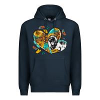 Navy cowhide leopard hearts Premium Hoodie - texasbilliewilder