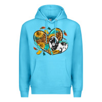 Ocean Blue cowhide leopard hearts Premium Hoodie - texasbilliewilder
