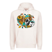 Pale Pink cowhide leopard hearts Premium Hoodie - texasbilliewilder