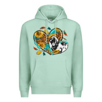 Seafoam cowhide leopard hearts Premium Hoodie - texasbilliewilder