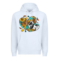 White cowhide leopard hearts Premium Hoodie - texasbilliewilder