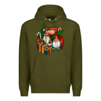 Army Green Christmas Truck And Gnome Premium Hoodie - RanaPortraitStore