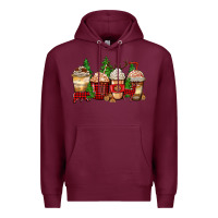 Burgundy lumberjack coffee cups Premium Hoodie - Zillion Design Studio
