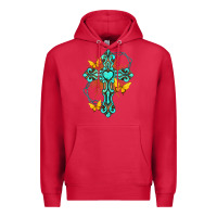 Cardinal cross with heart shaped gemstone and butterfly Premium Hoodie - texasbilliewilder