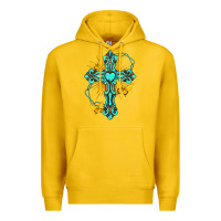 Lemon cross with heart shaped gemstone and butterfly Premium Hoodie - texasbilliewilder