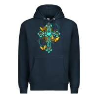 Navy cross with heart shaped gemstone and butterfly Premium Hoodie - texasbilliewilder