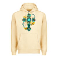 Pina Colada cross with heart shaped gemstone and butterfly Premium Hoodie - texasbilliewilder