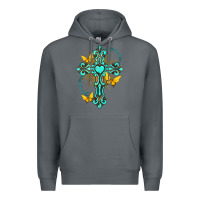 Rock cross with heart shaped gemstone and butterfly Premium Hoodie - texasbilliewilder