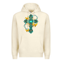 Sandshell cross with heart shaped gemstone and butterfly Premium Hoodie - texasbilliewilder