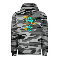 Slate Camo cross with heart shaped gemstone and butterfly Premium Hoodie - texasbilliewilder