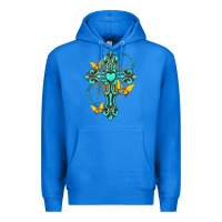 True Royal cross with heart shaped gemstone and butterfly Premium Hoodie - texasbilliewilder