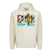 Oatmeal Heather faith over fear Premium Hoodie - texasbilliewilder