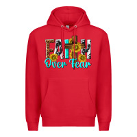 Red faith over fear Premium Hoodie - texasbilliewilder