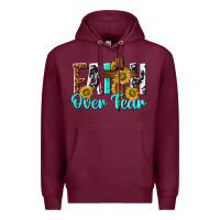 Burgundy faith over fear Premium Hoodie - texasbilliewilder