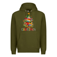 Army Green book christmas tree merry christmas Premium Hoodie - Zillion Design Studio