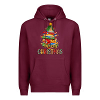 Burgundy book christmas tree merry christmas Premium Hoodie - Zillion Design Studio