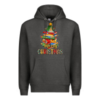 Charcoal Heather book christmas tree merry christmas Premium Hoodie - Zillion Design Studio