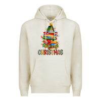 Oatmeal Heather book christmas tree merry christmas Premium Hoodie - Zillion Design Studio