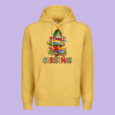 Premium Hoodie book christmas tree merry christmas