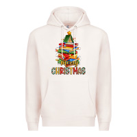 Pale Pink book christmas tree merry christmas Premium Hoodie - Zillion Design Studio