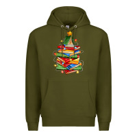 Army Green book christmas tree Premium Hoodie - Zillion Design Studio