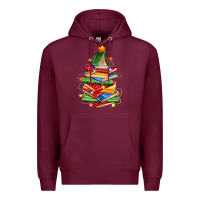 Burgundy book christmas tree Premium Hoodie - Zillion Design Studio