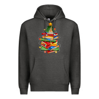 Charcoal Heather book christmas tree Premium Hoodie - Zillion Design Studio