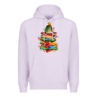 Lilac book christmas tree Premium Hoodie - Zillion Design Studio