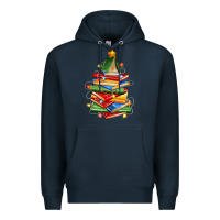 Navy book christmas tree Premium Hoodie - Zillion Design Studio