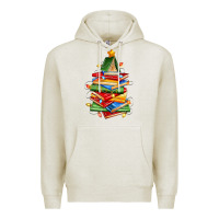 Oatmeal Heather book christmas tree Premium Hoodie - Zillion Design Studio