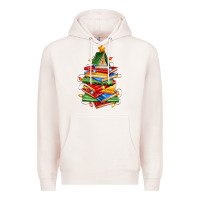 Pale Pink book christmas tree Premium Hoodie - Zillion Design Studio