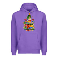 Purple book christmas tree Premium Hoodie - Zillion Design Studio
