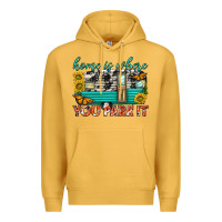 Mustard home is where  you park it Premium Hoodie - texasbilliewilder