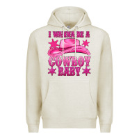 Oatmeal Heather i wanna be a cowboy baby Premium Hoodie - texasbilliewilder