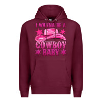 Burgundy i wanna be a cowboy baby Premium Hoodie - texasbilliewilder