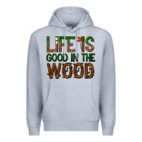 Heather Grey life is good in the wood Premium Hoodie - texasbilliewilder