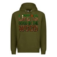 Army Green life is good in the wood Premium Hoodie - texasbilliewilder