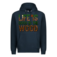 Navy life is good in the wood Premium Hoodie - texasbilliewilder