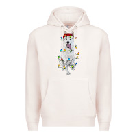 Pale Pink Christmas White Shepherd With Christmas Lights Premium Hoodie - RanaPortraitStore
