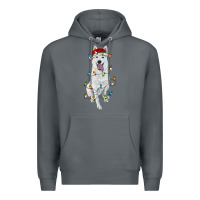 Rock Christmas White Shepherd With Christmas Lights Premium Hoodie - RanaPortraitStore